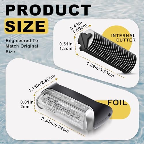 2 Pack 10B 190s-1 Replacement Foil and Cutter Compatible with Br-aun Series 1/C-ruzer, 10B/20B 1000/2000 Series, Foil & Blade Set Fits for 170 180 190 1715 1735 1775 5728 5729 170S
