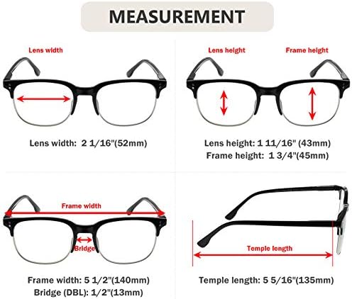 Eyekepper Reading Glasses Women Men 4-Pack Design Semi-rim Readers Eyeglasses +1.75