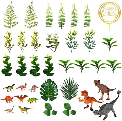 Dinosaur Cake Toppers Artificial Plants Grass Cake Decorations for Dinosaur Theme Jungle Birthday Supplies (Style 2)