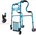 Walker for Seniors，Folding Adult Standard Walkers with 4 Wheels and Seat Lightweight Portable Walking Frame Height Adjustable Mobility Aid for Handicap Disabled Rehabilitation Training Medical Equipm