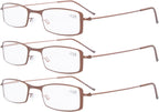 Eyekepper 3-Pack Unique Lightweight Stainless Steel Frame Reading Glasses for Men and Women Brown +1.75