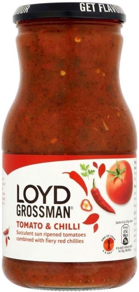 Loyd Grossman Tomato & Chilli Pasta Sauce - 350g - Pack of 2