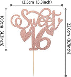 Rsstarxi 1 Pack Sweet 16 Cake Topper Glitter Cheers to 16 Years Old Cake Pick Sweet Sixteen 16th Birthday Cake Decoration for 6th Birthday Anniversary Party Supplies Rose Gold