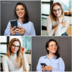 AMOMOMA Trendy Square Blue Light Blocking Reading Glasses for Women Women's Readers Spring Hinge AM6082