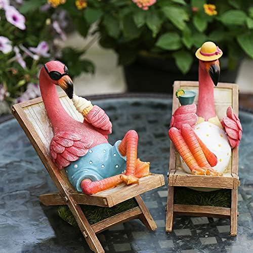 MUAMAX 2Pcs Pink Flamingo Figurines Resin Flamingo Bird Sculpture,Small Flamingo Ornaments for Coastal Home Wedding Decor, Housewarming Flamingo Gifts for Woman,Desk Tropical Holiday Decoration