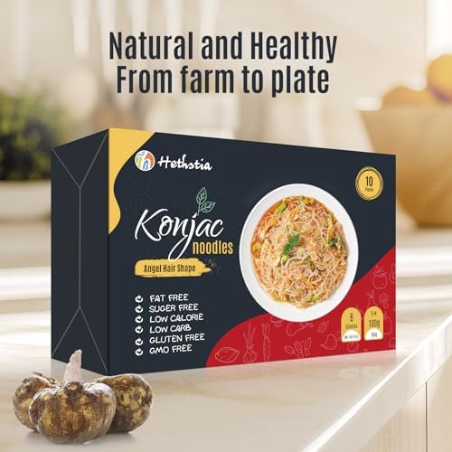 Hethstia Konjac Noodle – Ready-to-Eat Shirataki Angel Hair, Low Carb, Low Calorie, Keto, Vegan, Gluten-Free Asian Ramen, Sugar-Free, Plant-Based, Healthy Instant Meal & Holiday Gift