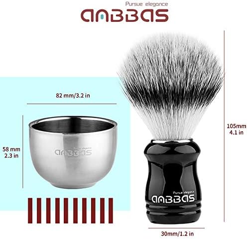 5IN1 Anbbas Shaving Brush Set,Synthetic Badger Brush and Stainless Steel Soap Bowl,ABS Wall Mounted Shaving Holders for Brush and Bowl,3.5OZ Shaving Soap Refill