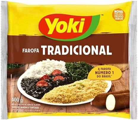 Yoki Seasoned Cassava Flour Farofa de Mandioca Pronta 400g, 14 Ounce (2 Pack)