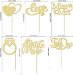 Gyufise 24Pcs Bride to Be Cupcake Toppers Gold Glitter I Do Love Heart Ring Miss To Mrs Cupcake Picks Bridal Shower Cake Decorations for Wedding Engagement Bachelorette Party Supplies