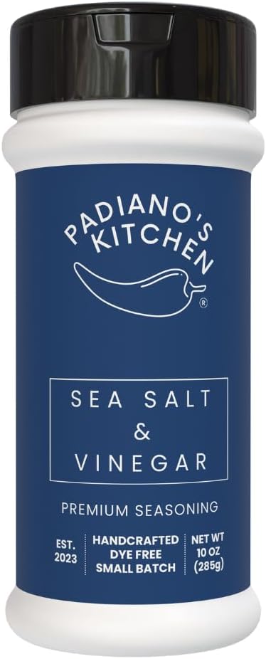 Sea Salt & Vinegar Seasoning, 10 oz, Premium Dye-Free Spice Blend from Padiano's Kitchen, Made in USA