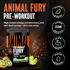 Animal Fury Pre Workout Powder - Kiwi Lime, 350mg Caffeine, BCAA Amino Acids, 2g Beta Alanine, Citrulline & Tyrosine, Energy, Focus, Strength, Endurance, Preworkout for Men & Women, 30 Servings