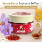 Param Kesar® Supreme Saffron, 100% Organic, Pure Kashmiri Super Mongra Saffron Threads, Top Grade, Food Safety Certified, Non-GMO (1 gm)