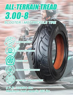 3.00-8 Tubeless Tire for Scooter, 3.00 8 Offroad Tires for Dirt Bike Front or Rear, 3.00x8 Wheelchair Tires Fits on 8 Inch 3.00-8 Pneumatic Tire, 8 P.R. 45J 300 KPA