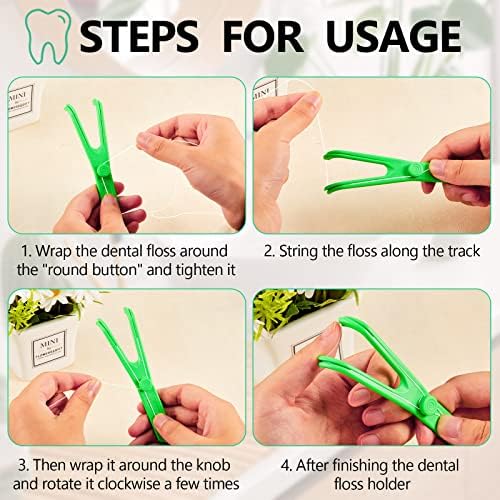 Chengu 4 Pieces Dental Floss Holder Reusable Flosser Reusable Floss Handle Holder Flossmate Handle for Oral Clearing (Blue, Green)