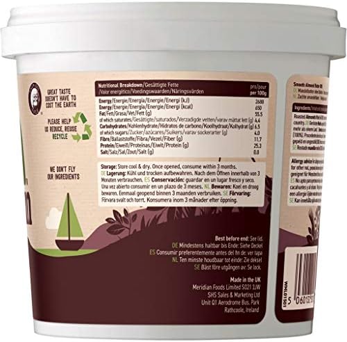 Meridian Natural Smooth Peanut Butter No Added Sugar & No Added Salt (1Kg) - Pack of 2