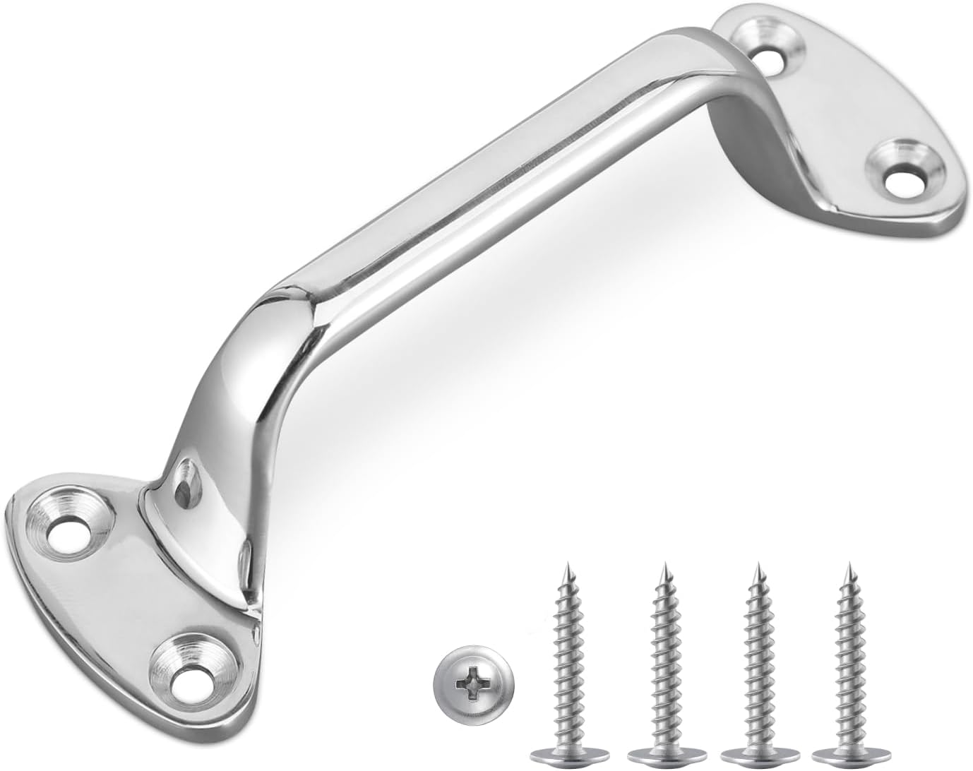 6" Handle Grip with Screws 316 Marine Grade Stainless Steel Door Pull Handle Grab Bar, Kitchen Cabinets Furniture Stairway Handrail RV Boat Yacht Safety Hardware(1pcs)