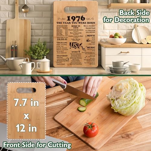 50th Birthday Gifts for Women Men, 1976 Birthday Gifts for Her Him, 50 Years Old Gifts, 50th Birthday Gift Ideas, 50th Birthday Decorations for Women Men, Back in 1976 Cutting Board Gifts