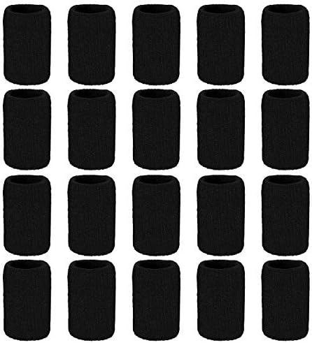20 Pieces Finger Compression Sleeves Elastic Finger Protectors Thumb Splint Brace for Arthritis Pain Relief, Basketball Sport (Black)