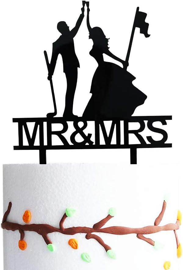 Golf lover Wedding Cake Topper, Mr & Mrs Cake Topper, Golf Wedding Toasting Bride and Groom Cake Topper, Anniversary Cake Topper