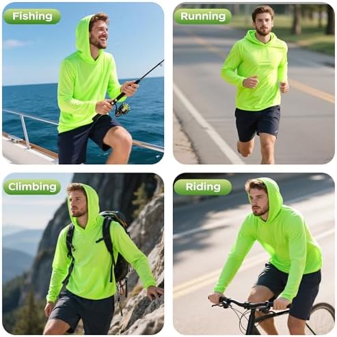 ProtectX High Visibility Sun Protection Lightweight Long Sleeve Hoodie, UPF 50+ Quick-Dry, SPF UV Shirt, Active Wear