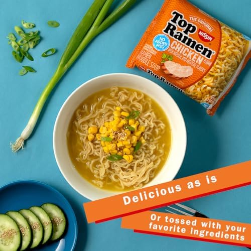 Nissin Top Ramen Noodle Soup, Chicken, 3 Ounce (Pack of 24)