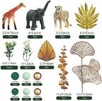 26 PCS Jungle Animal Cake Toppers Safari Animals Figure Gold Palms Picks Jungle Wild One Animals Cake Decorations for Safari Theme Birthday (style 1)