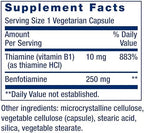 Life Extension Mega Benfotiamine, 250 mg, a fat-soluble form of thiamine, healthy metabolism, ultra-bioavailable vitamin B1, high potency, gluten-free, non-GMO, vegetarian, 120 capsules