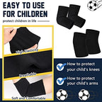 2 Pairs Kids Elbow Brace Knee Brace Tennis Compression Knit Knee Sleeves Arm Elbow Sleeve Elbow Support for Boys Girls Teen Basketball Sports Weight Lifting Volleyball Football Running, Medium, Black