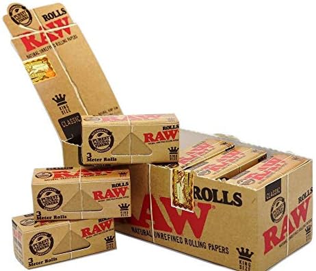 Raw Rolls Classic Rolling Paper King Size 55mm 3 Meter (9') Full Box of 12 Pack