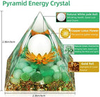Hopeseed Orgone Pyramid Flower of Life Crystals and Healing Stones Orgonite Pyramids for Positive Energy with Green Aventurine and White Jade Crystal that Promotes Prosperity and Good Luck