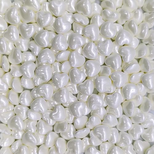 White Heart Sprinkles Edible Heart Cake Decorating Cake Decorations Cupcake Toppers Cookie Decorating Perfect for Cakes, Cupcakes, Desserts Toppings 3OZ
