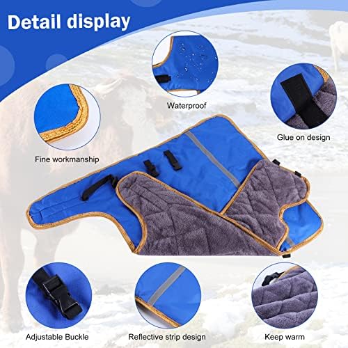 Pro Calf Blanket, Calf Warm Clothes Calf Saver Coat Blanket for Keep Cow Warmming Thickened Belly Protection Windproof Livestock Protector (A piece of Blue with Flannel Lining)