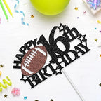 Football 16th Birthday Cake Topper - Football/Sport Theme Birthday Party Decorations - Green, White, Black