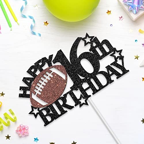 Football 16th Birthday Cake Topper - Football/Sport Theme Birthday Party Decorations - Green, White, Black