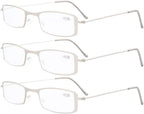 Eyekepper 3-Pack Stainless Steel Frame Half-eye Style Reading Glasses Readers Silver +1.75