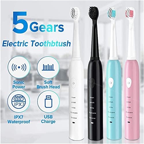 Electric Toothbrush with Replacement Brush Heads and Travel Case