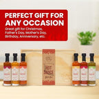 Hot Sauce Gift Set (6 Pack) - Hot Sauce Variety Pack in Premium Wooden Box - Great Gift for Birthday, Christmas, Father's Day for Men, Him, Her, Dad, Mom - Unique Gift Set (Set of 6)