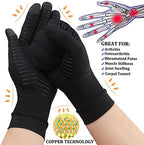 2-Pairs Pack Copper Full Finger Compression Gloves, Copper Arthritis Gloves for Women & Men Relieve Pain from Arthritis Pain, Swelling and Rheumatoid, and Everyday Hands Support (Small (Pack of 2))