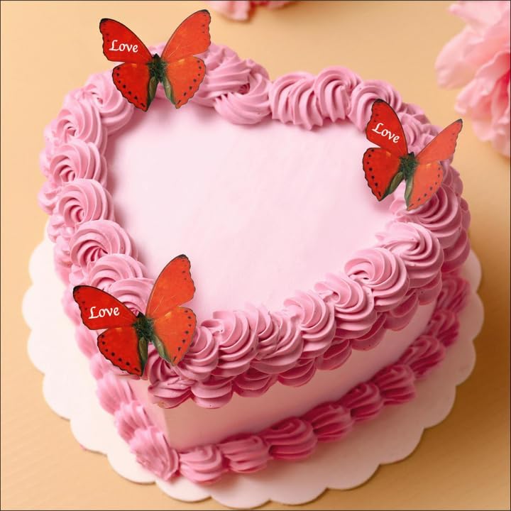 Edible Butterflies Large Size Premium Crafted Made in the USA Cake and Cupcake Toppers, Decoration (Love)