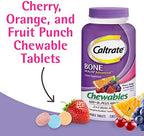 Caltrate Chewables 600 Plus D3 Plus Minerals Calcium Vitamin D Supplement, Cherry, Orange and Fruit Punch - 60 Count