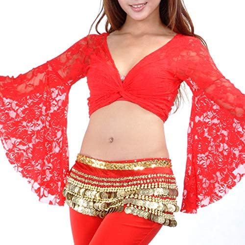 Tribal Belly Dance Lace Butterfly Sleeve Wrap Top, Top for Christmas