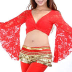 Tribal Belly Dance Lace Butterfly Sleeve Wrap Top, Top for Christmas