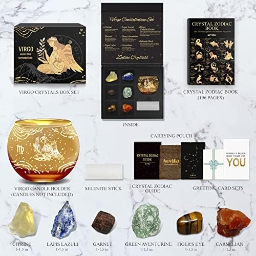 Aovila Virgo Birthday Gifts for Women - Virgo Candle Holder Crystals Birthstones Gifts Box Set - Zodiac Gifts Astrology Horoscope Gifts Birthday Gifts for Her Mother Sister Best Friends