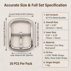 UPSTORE 20PCS Metal Single Prong Belt Buckles Shoes Buckle Rectangle Center Bar Pin Buckles for Shoes Bags Belts DIY Hardware