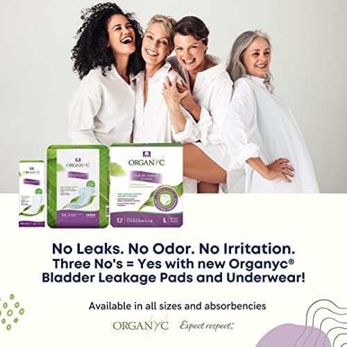 Organyc 100% Organic Cotton Inside and Out Light Incontinence Liners for Bladder Leakage Control, FSA/HSA Eligible, Ultra Thin, Light Flow, 24 Count