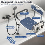 Shower Chair for Elderly and Disabled (450 lbs) Adjustable Height Shower Seat for Inside Shower with Padded Wide Arms & Back, Heavy Duty Medical Bathtub Stool for Women Seniors Handicap