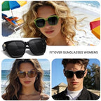 HAOLOTA Polarized Fit Over Glasses Sunglasses for Women Men Trendy Square Wrap Around Shades UV Protection