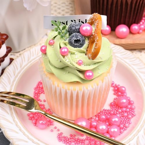 Pink Sprinkles for Cake Decorating, 130g/4.6oz Edible Hot Pink Pearl Sprinkles Mix, Sugar Candy Pearls for Baking, Cookie Decorations and Cupcake Toppings, Wedding Party Valentines Supplies
