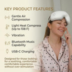 STRIDEFLOW Gentle Eye Massager for Dry Eye & Migraine Relief, LIGHT Air Compression & SOFT Warmth, FSA Eligible/HSA Eligible, Foldable Rechargeable Eye Mask, One-Button Easy Operation, Mothers Day