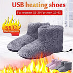 DKULMN USB Heated Slippers, Heated Foot Warmer Electric Heating Booties Slippers, Electric Heating Booties Slippers for Women Men,Gray,11.5